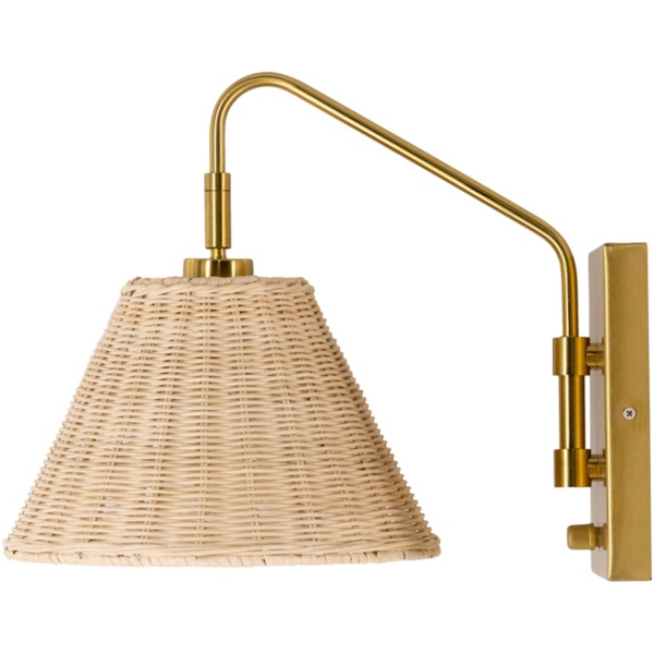 Gold and Rattan Wall Sconce