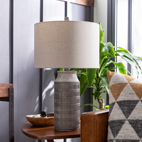 Imelde Charcoal Patterned Table Lamp Kirklands Home