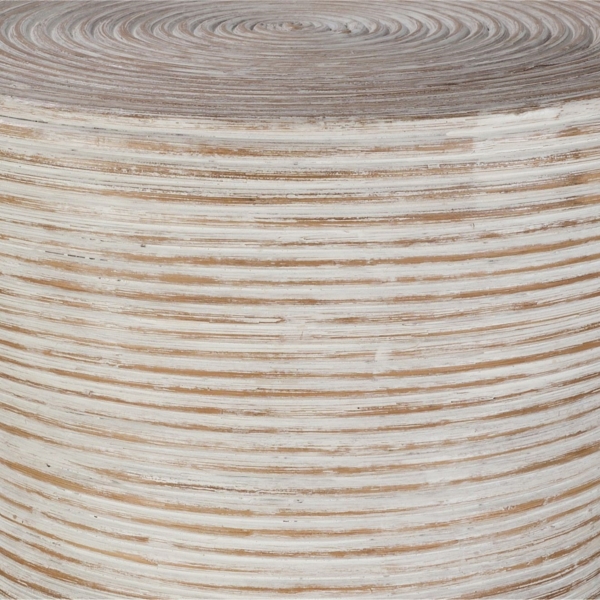 Whitewashed Natural Rattan Accent Table