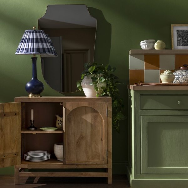 Natural Wood Arched Cabinet