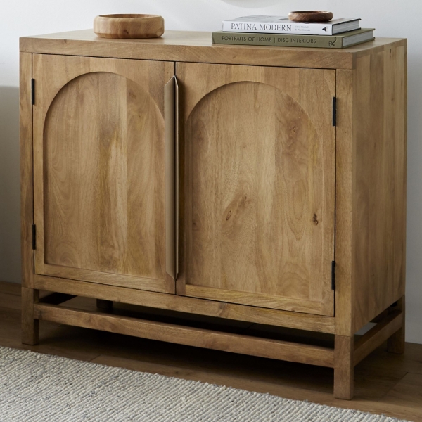 Natural Wood Arched Cabinet