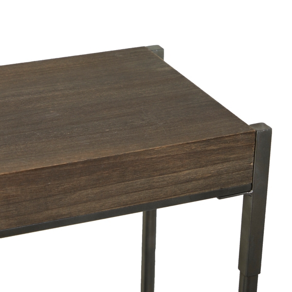 Gray Metal and Wood Console Table