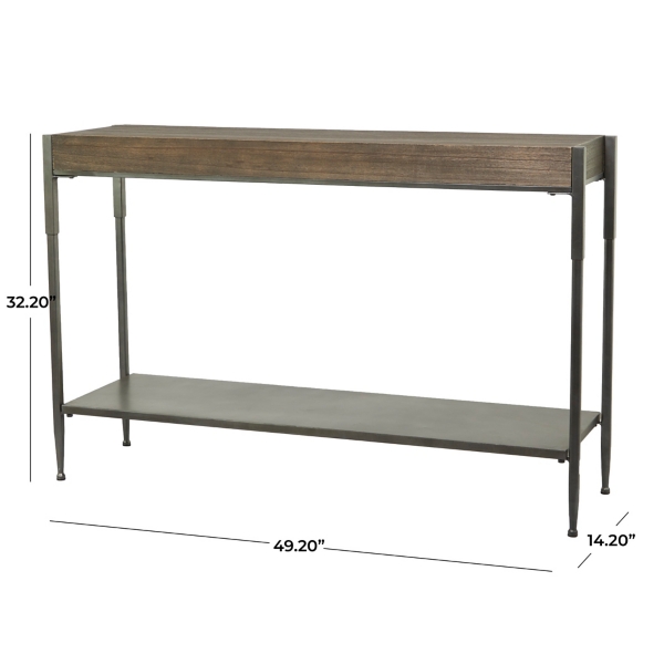Gray Metal and Wood Console Table