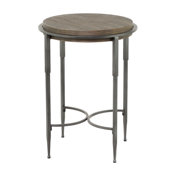 Gray Metal & Wood Round Accent Table Kirklands Home