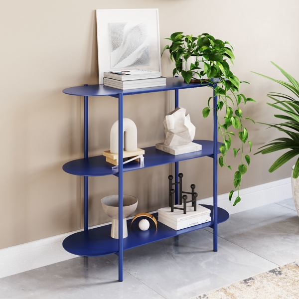 Blue Metal 3-Tier Console Table