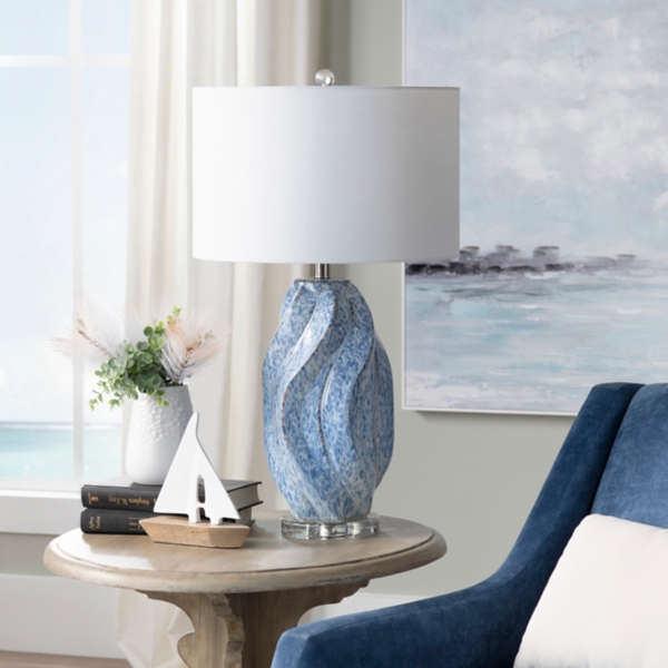 Blue Swirl Ceramic Table Lamp
