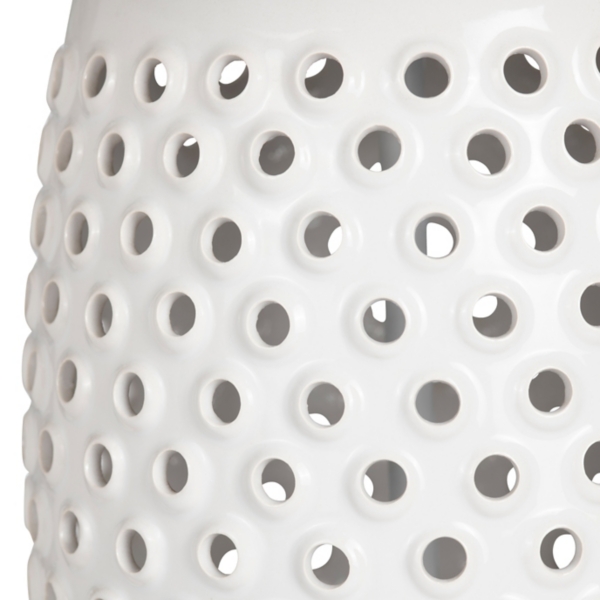 White Hobnail Table Lamp with Nightlight