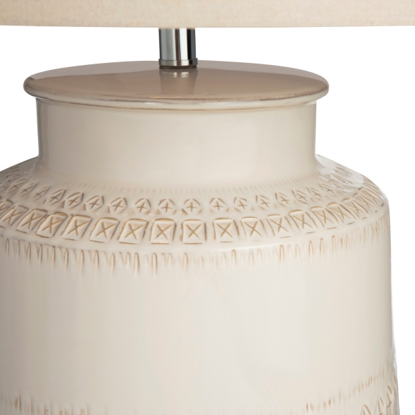 Beige Ceramic X-Pattern Table Lamp