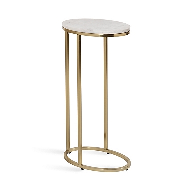 Round Aged Gold and Marble Accent Table