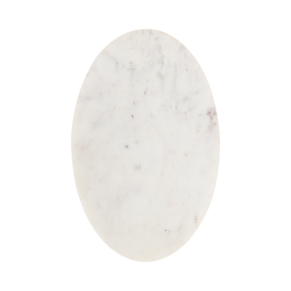 White Marble and Gold Oval C-Shape Accent Table