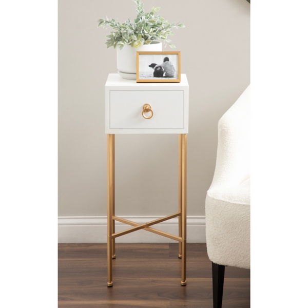White and Gold Glam Accent Table