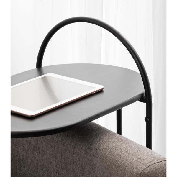 Black Oval C-Shape Accent Table
