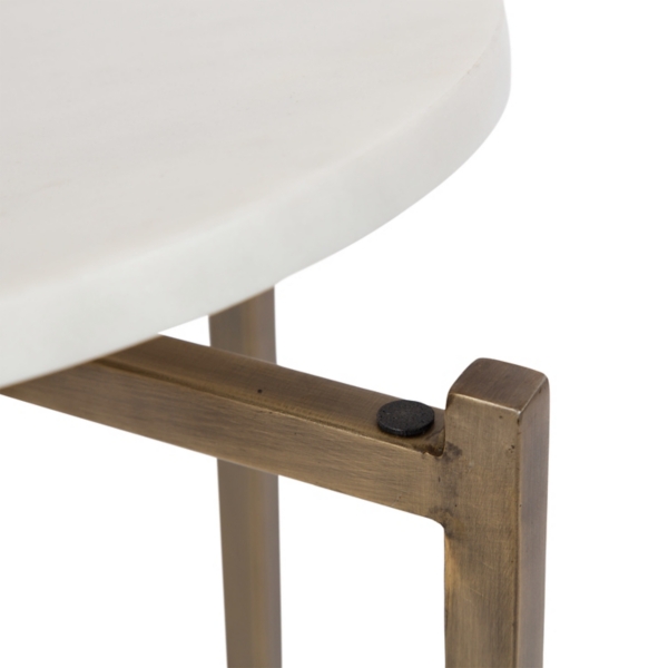 White Marble Walnut Accent Table