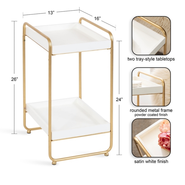 White Two-Tier Gold Accent Table