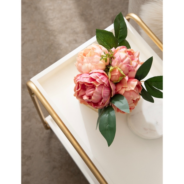 White Two-Tier Gold Accent Table