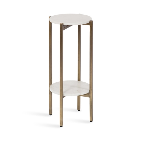 White Marble Gold Accent Table