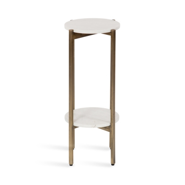 White Marble Gold Accent Table