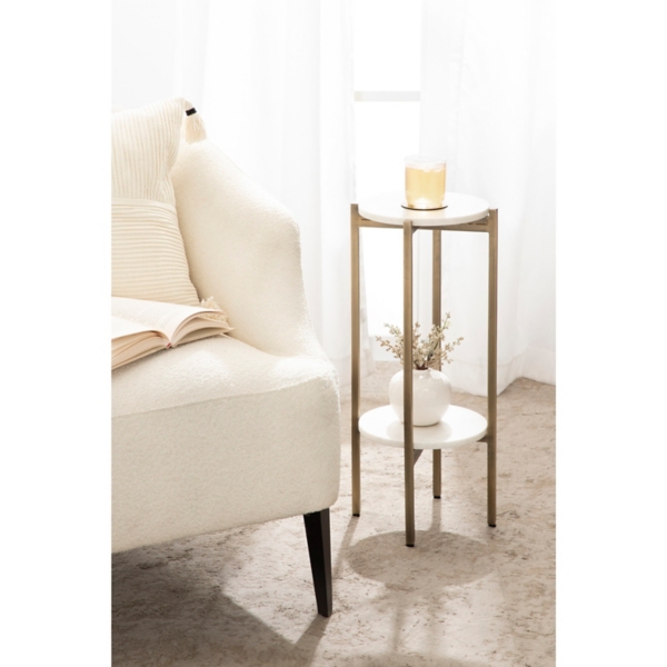 White Marble Gold Accent Table