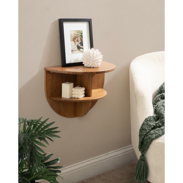 Rustic Wood Half Moon Floating Accent Table Kirklands Home