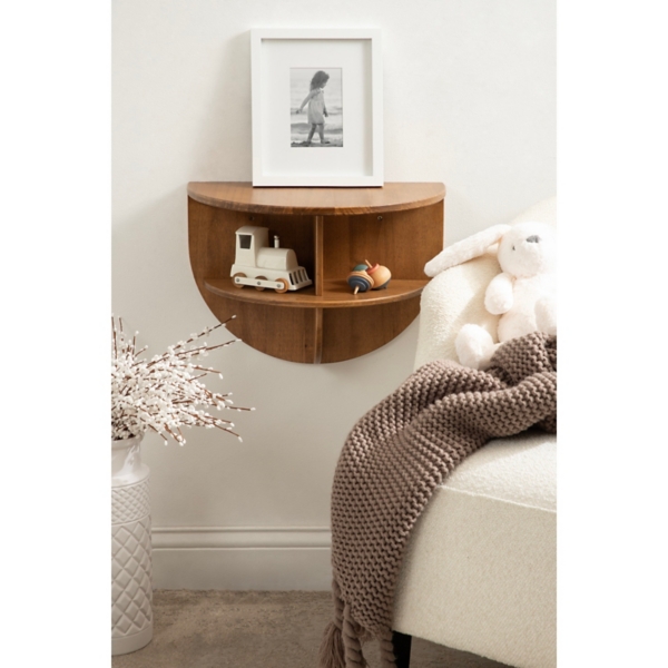 Rustic Wood Half Moon Floating Accent Table