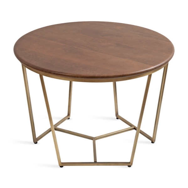 Geometric Brass Walnut Coffee Table