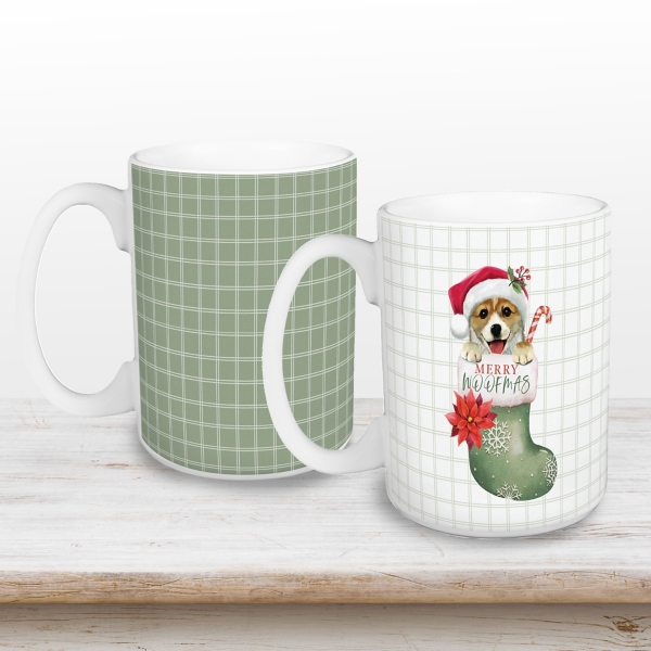 Merry Woofmas Puppy Stocking Mugs, Set of 2