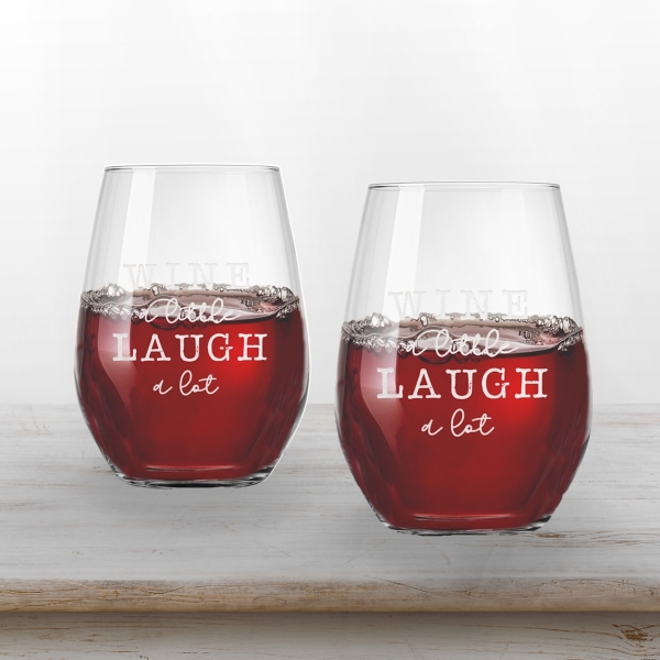 Wine a Little Stemless Wine Glasses, Set of 2 Kirklands Home