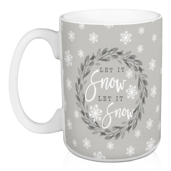 Gray Let it Snow Christmas Mugs, Set of 2
