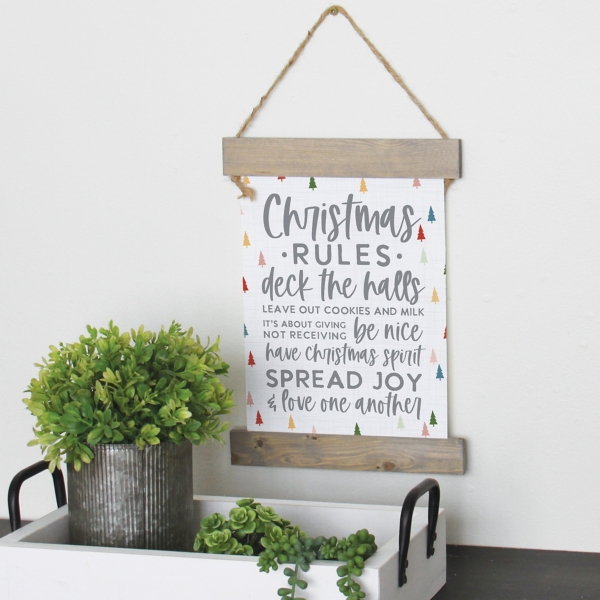 Kirklands Christmas Rules Hanging Canvas Sign Hamilton Place