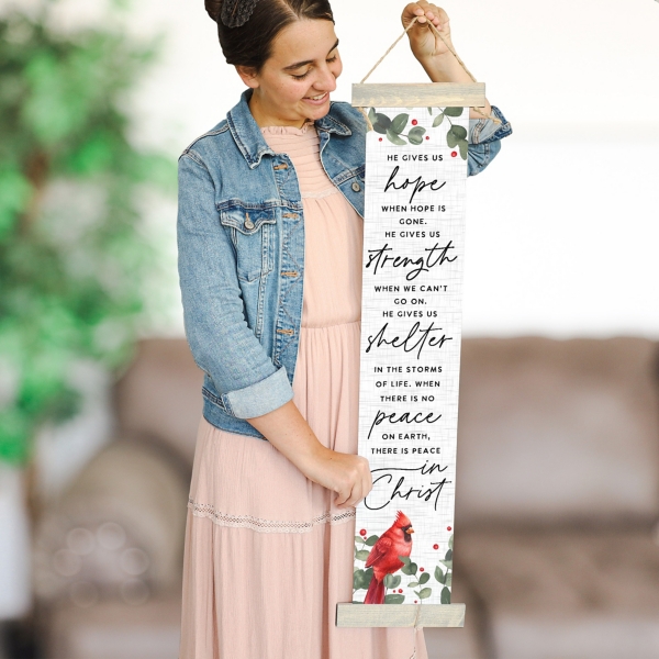 There is Peace in Christ Hanging Canvas Sign