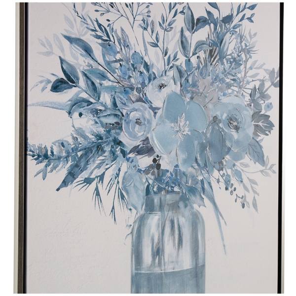 Hues of Blue Floral Framed Canvas Art Print
