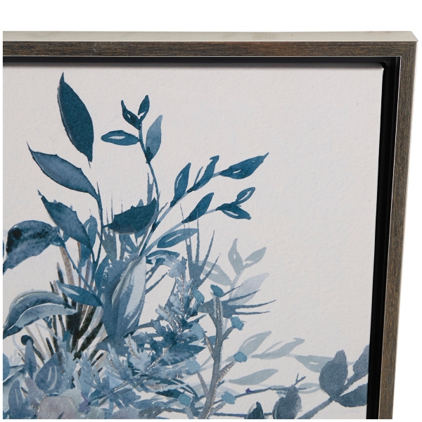 Hues of Blue Floral Framed Canvas Art Print