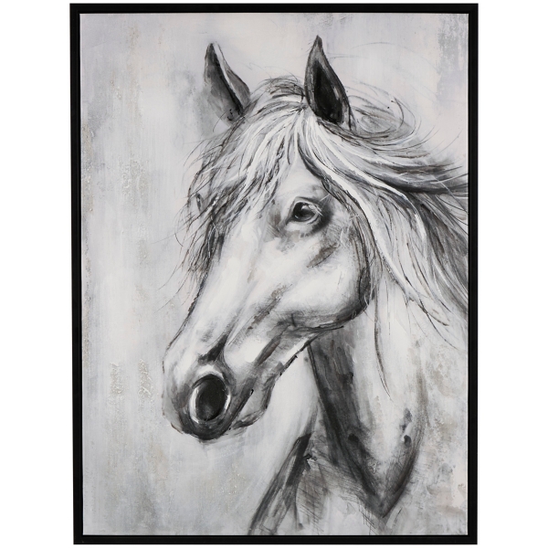 Shaded Horse Framed Canvas Art Print