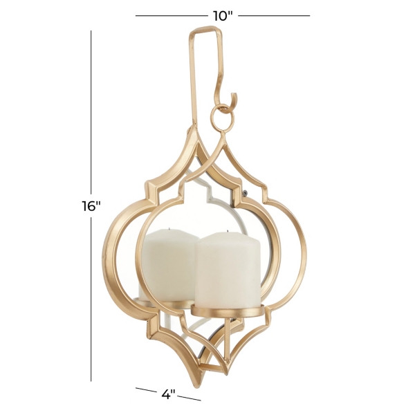 Gold Quatrefoil Mirrored Wall Sconce