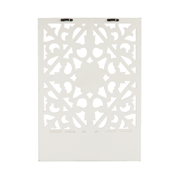 Distressed White Floral Carved Wall Shelf