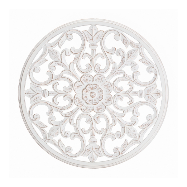 Kirklands White Wood Medallion Beaded Frame Wall Plaque Hamilton Place