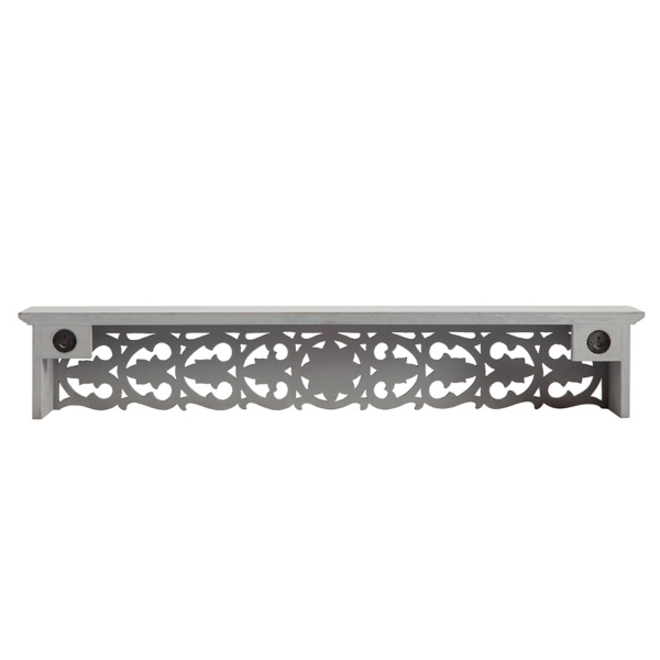 Gray Carved Floral Decorative Wall Shelf