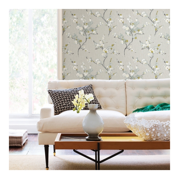 Gray Japanese Blossom Peel & Stick Wallpaper