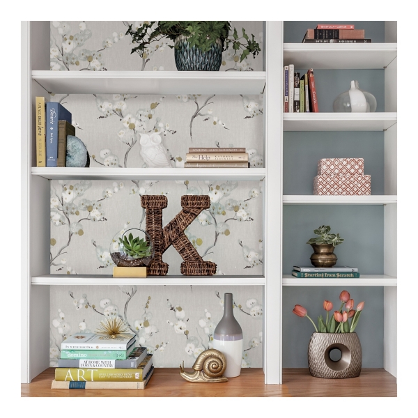 Gray Japanese Blossom Peel & Stick Wallpaper
