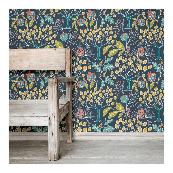 Navy Vintage Flora Peel & Stick Wallpaper
