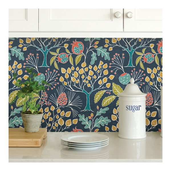 Navy Vintage Flora Peel & Stick Wallpaper