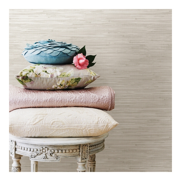 Cream Grassweave Plastic Peel and Stick Wallpaper