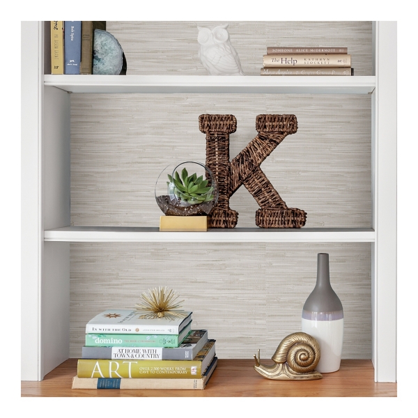 Cream Grassweave Plastic Peel and Stick Wallpaper