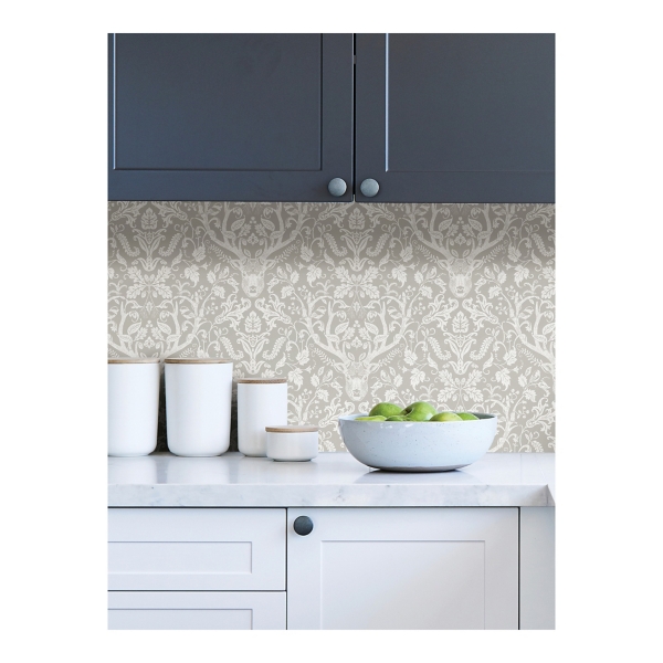 Taupe Escape to the Forest Peel & Stick Wallpaper