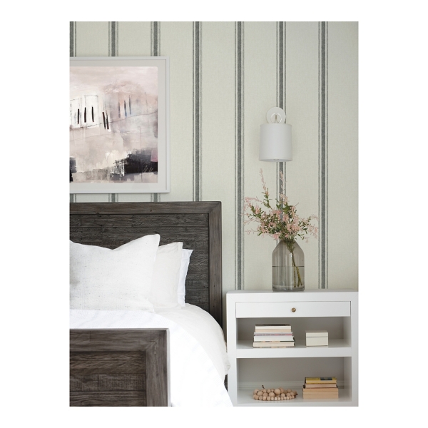 Charcoal & Cream Striped Peel & Stick Wallpaper