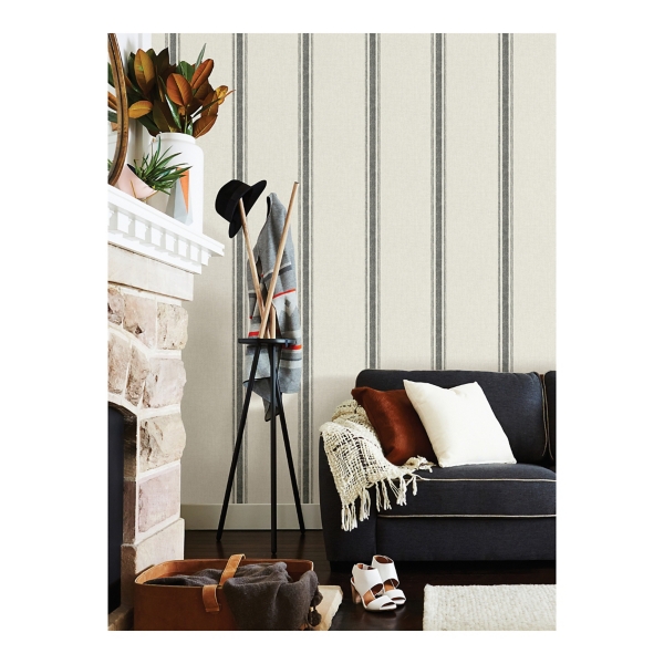 Charcoal & Cream Striped Peel & Stick Wallpaper
