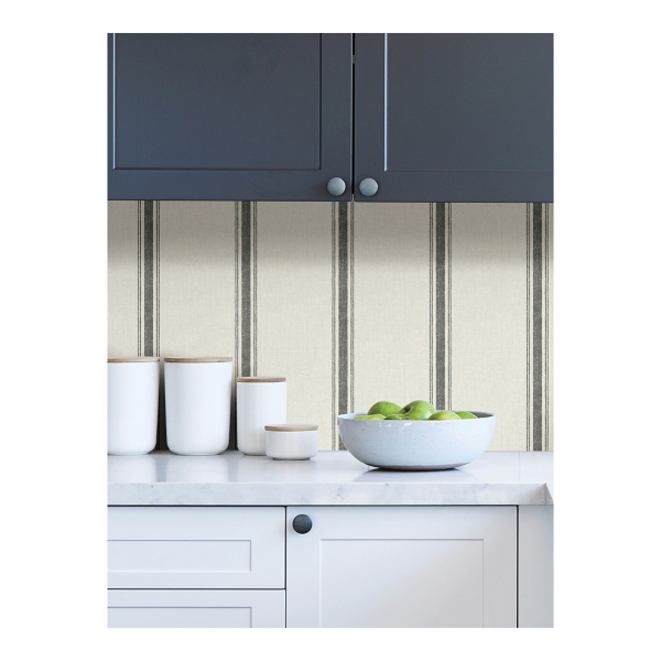 Charcoal & Cream Striped Peel & Stick Wallpaper