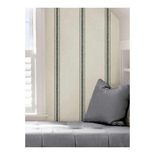 Charcoal & Cream Striped Peel & Stick Wallpaper