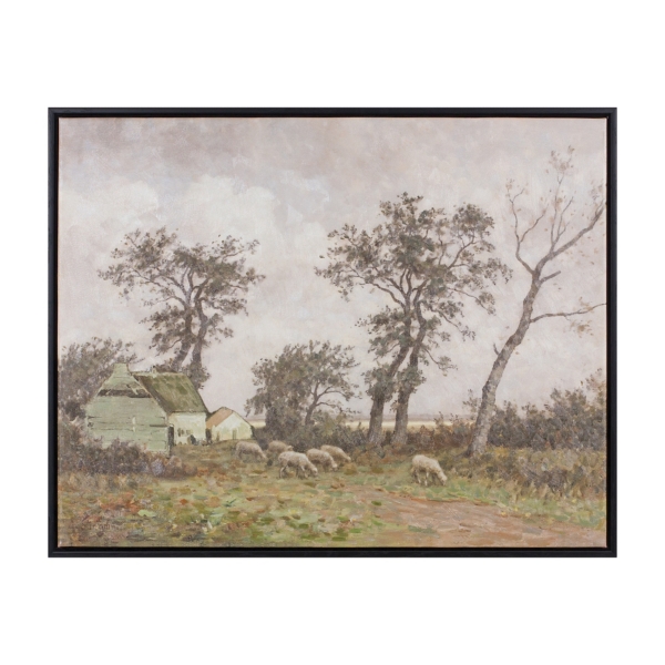 Sheep Farm Framed Canvas Art Print