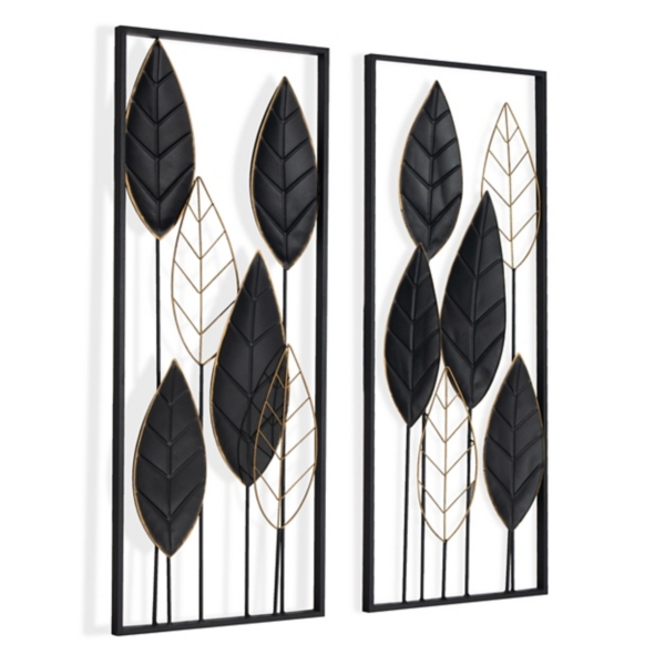 Black and Gold Metal Leaves Wall Plaque Kirklands Home